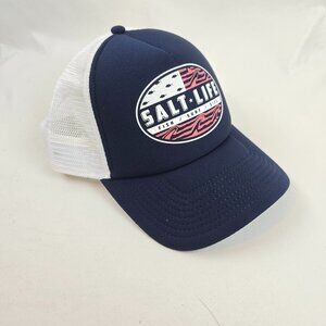 Salt Life Hat Mens Adjustable Snapback Blue White Trucker Mesh Beach Fishing